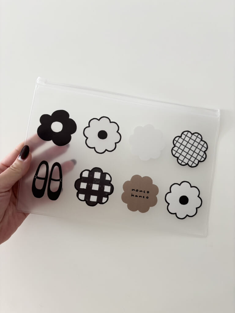 「チャック付きクリアケース」A5サイズが収まります。