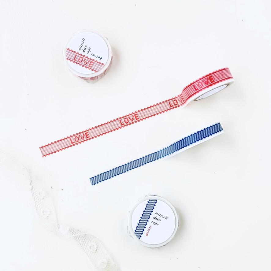 マスキングテープ「ラヴレース 」 「ブルーピコット」デコやラッピングのアクセントにどうぞ。