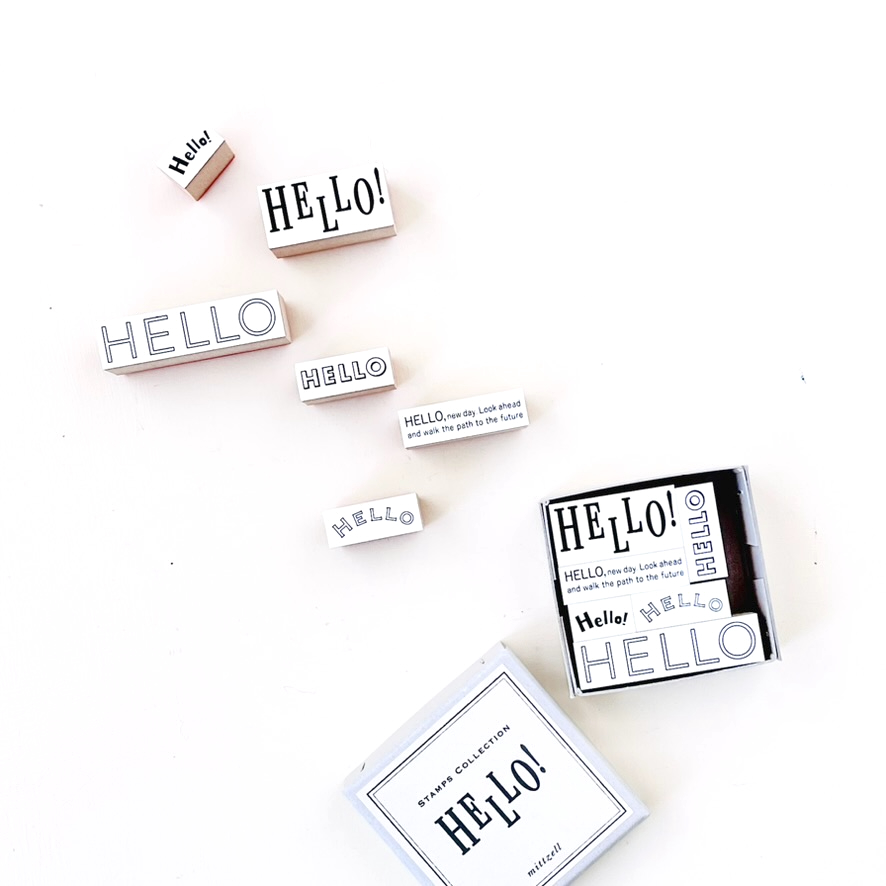 「 スタンプコレクションHELLO! 」単品とセット販売があります。イロイロな表情のちがいをお楽しみくださいね。