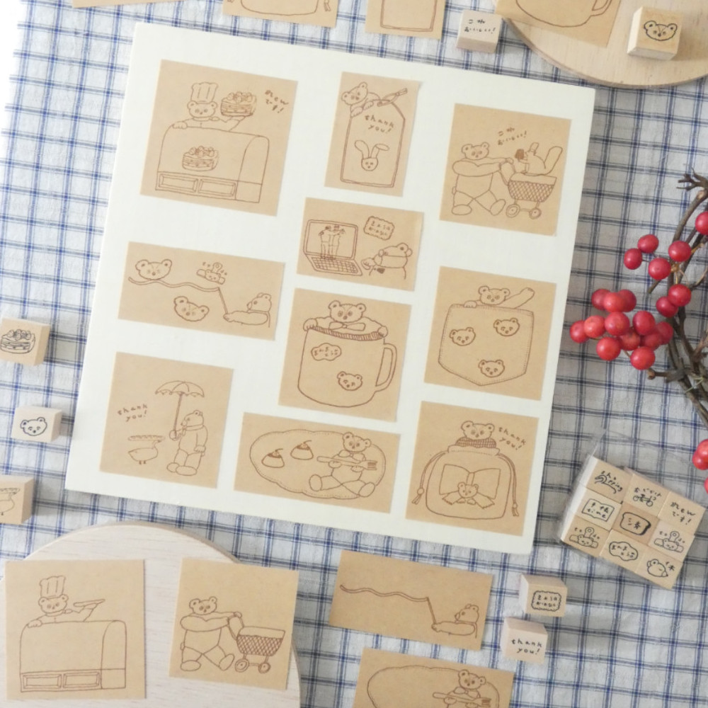 「クマのスタンプあそびクラフトシール」スタンプ以外にもメッセージを書いても◎
