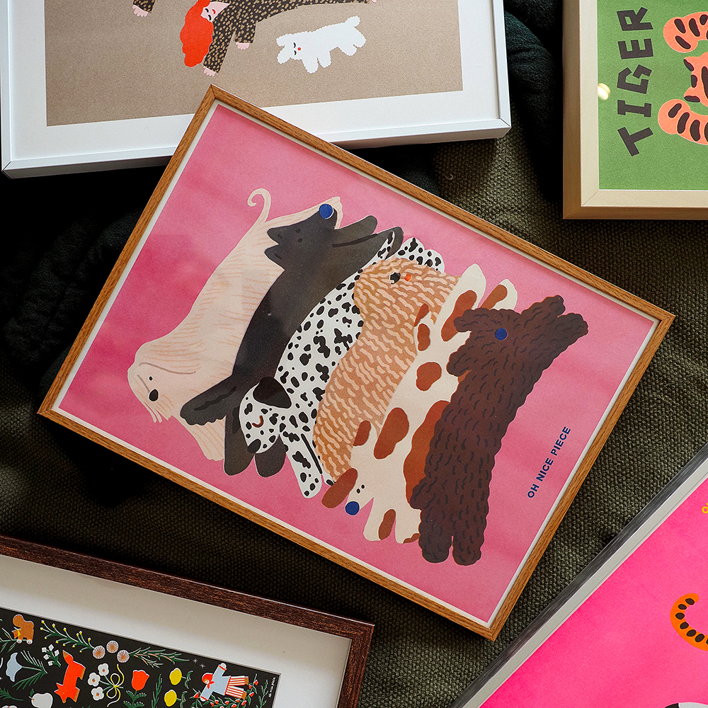 「ワンダフル・パピーズ」 リソグラフプリント 愛らしい犬たちは、どんな空間に飾ってもかわいい一枚です。