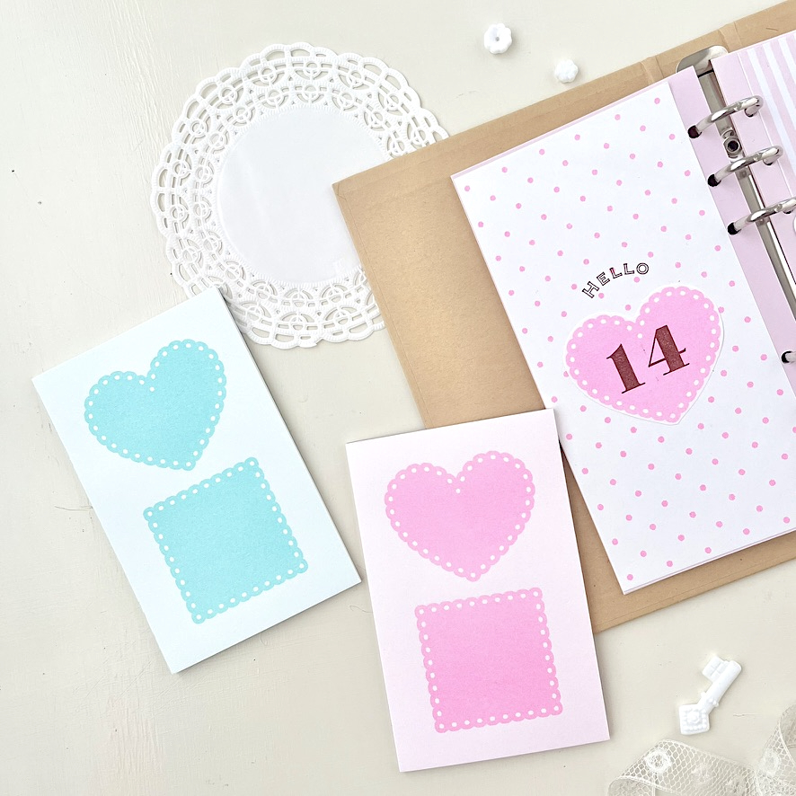 「ハートメモ」スタポンしたり、シールを組み合わせたり、メッセージを書いたり、システム手帳にもどうぞ。