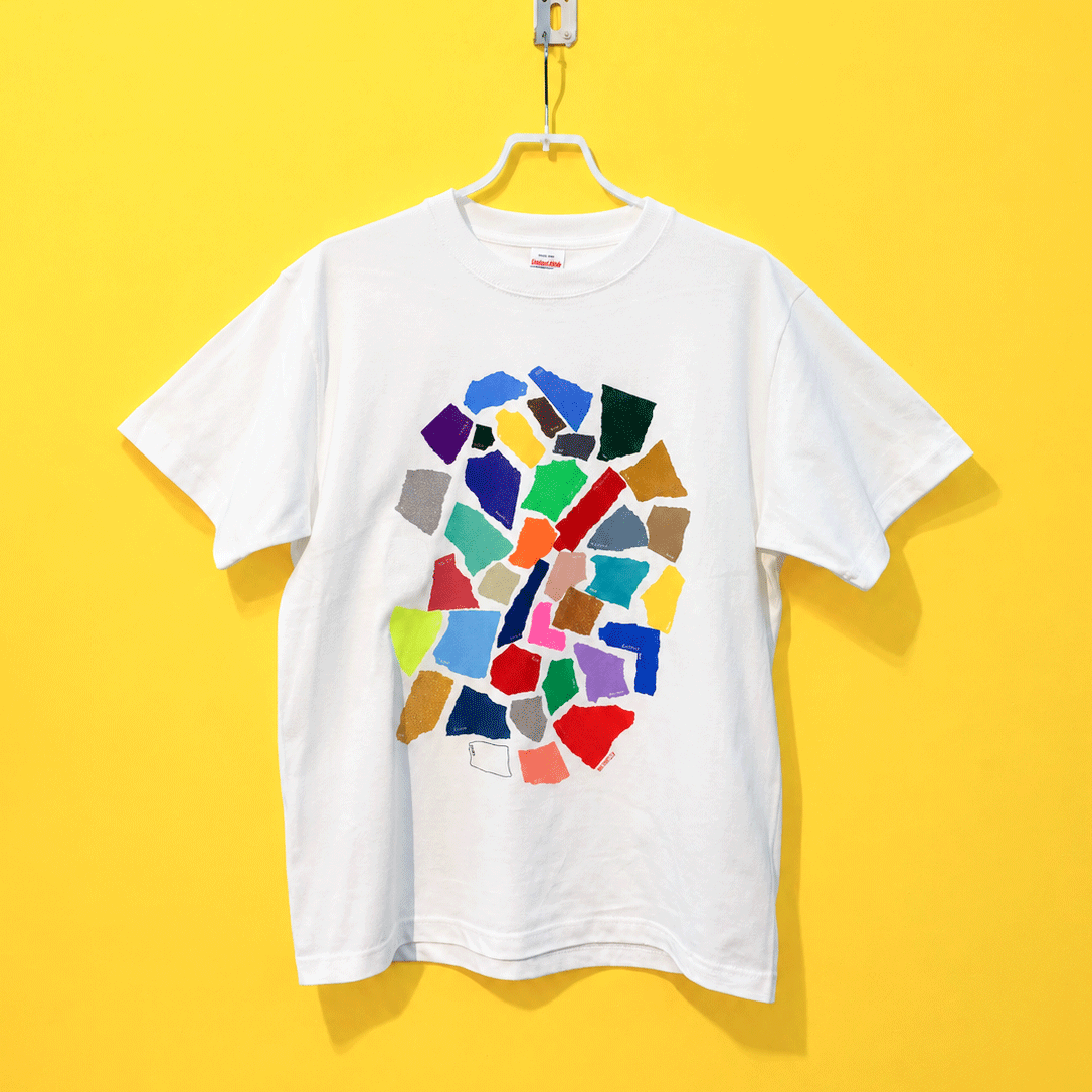 「SURIMACCAインク全色Tシャツ」限定インクを含む38色のインクで印刷された驚異のTシャツです！　SMLの３サイズ展開。