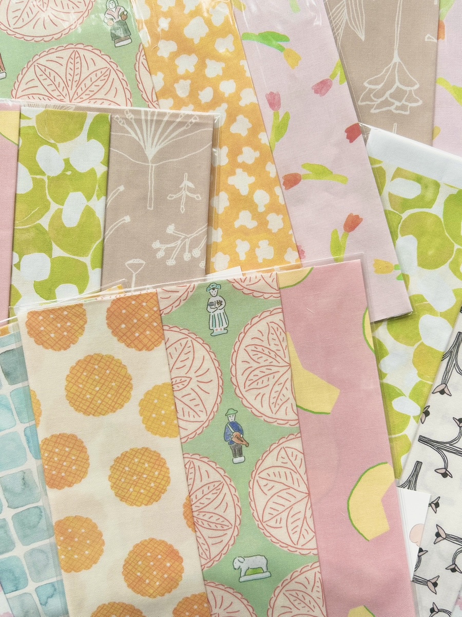 こいずみめいさんとnunocoto fabricさんが制作する生地のハギレセットを特別にご用意いただきました。