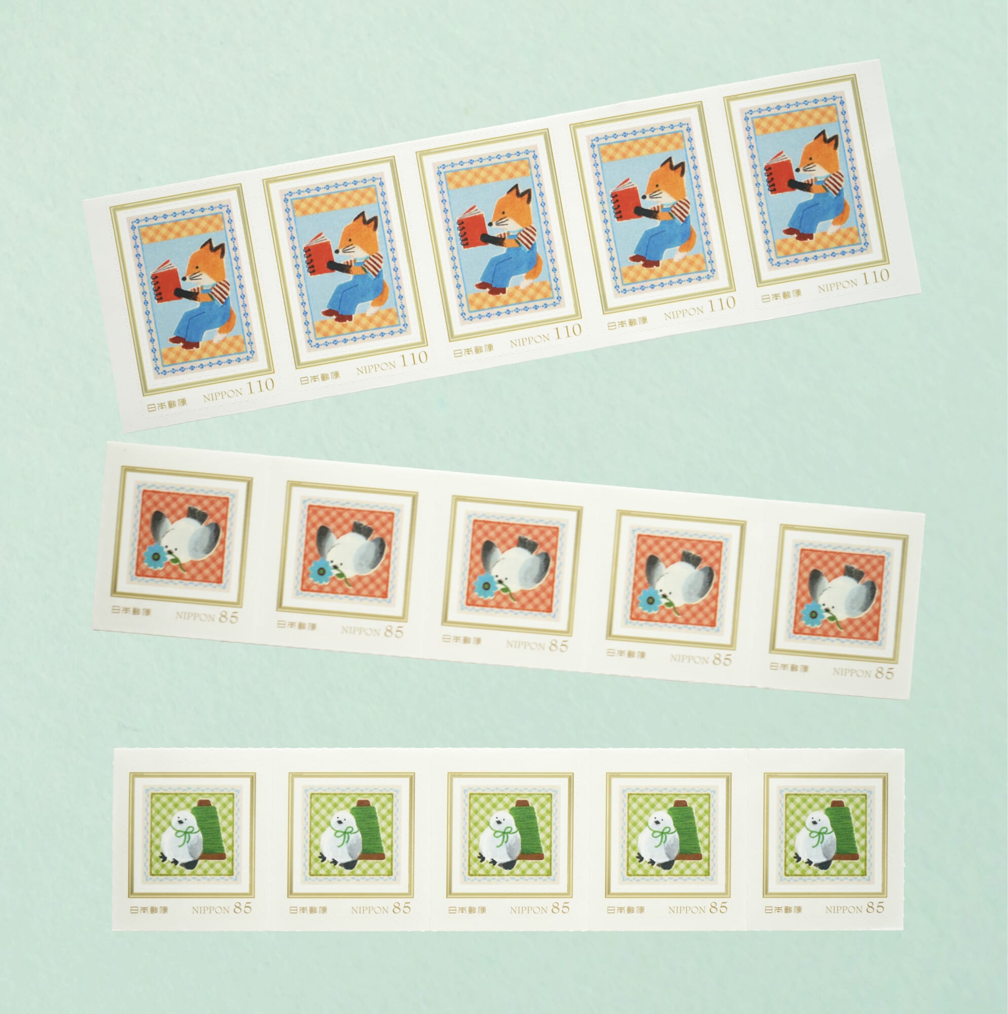 切手（5枚綴り）（85円切手：1,000円／110円切手：1,250円／Illustration：a letter from）