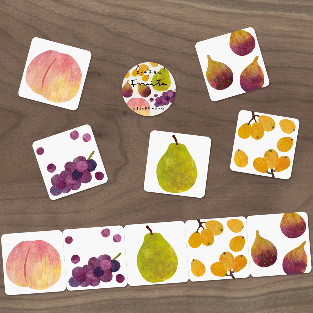 「ロールふせん FRUITS」まるごとフルーツがごろごろの、カラフルなロールふせん。小さめ正方形で作ってみました。