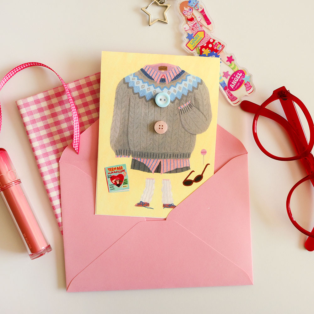 「Button card high teen」ハイティーンをイメージしたボタン付きカード