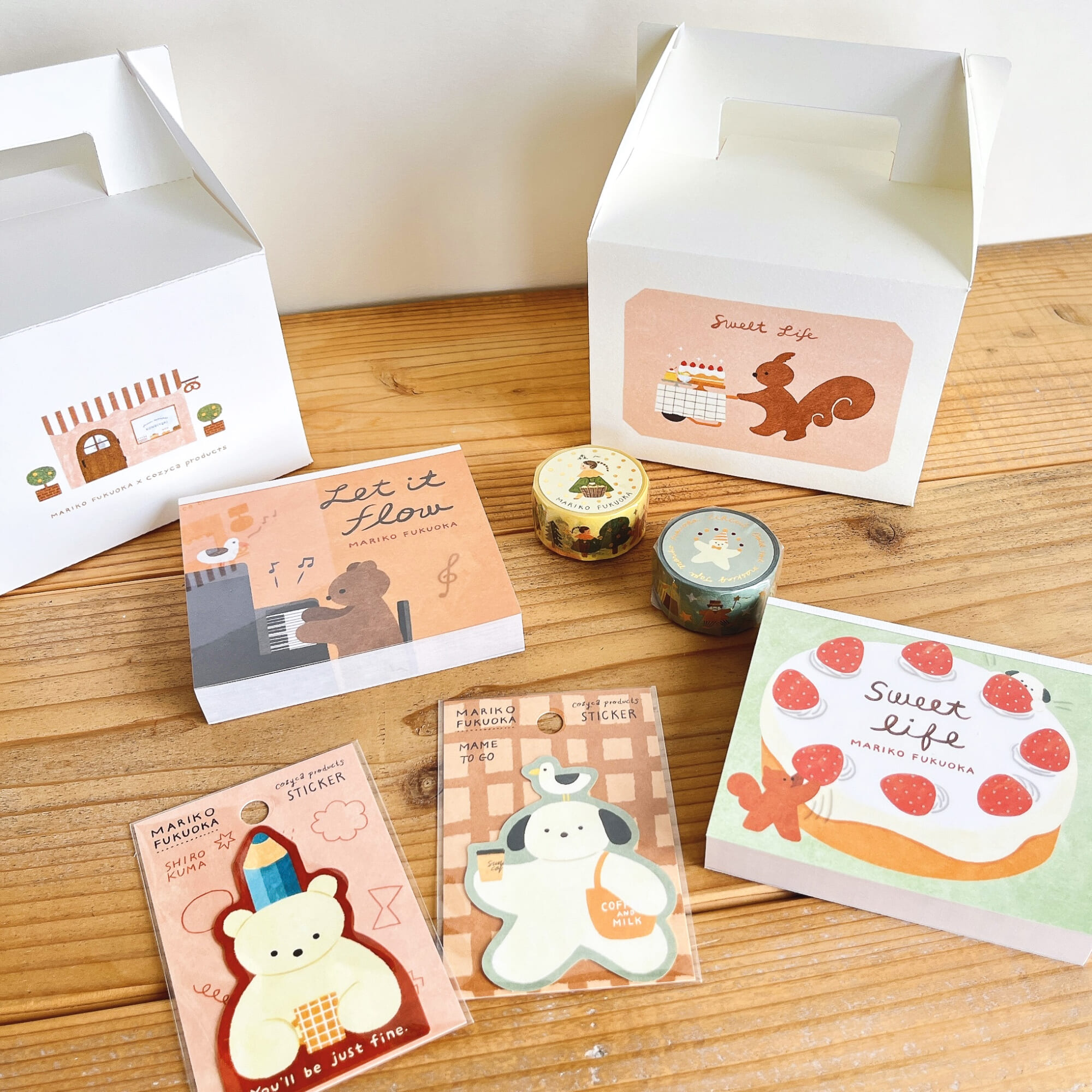 【限定】おとなりブースの福岡麻利子さんと一緒に、特製ケーキ箱入りのnewアイテムセットを作りました！　ぜひ会場にてテイクアウトしてくださいね。