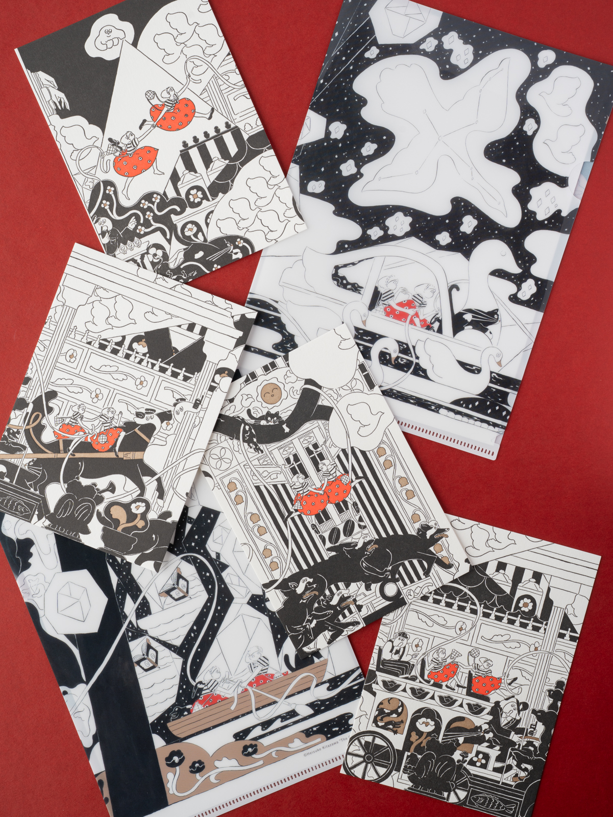 「クリアファイルと活版ポストカード」北澤平祐さんの新刊『ながい ながい いえで』の出版を記念して制作しました。