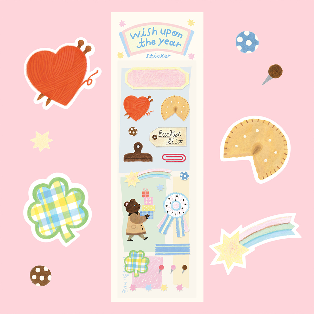 「Wish Sticker」自分の願いについて問いかけ、答えを記録できるステッカー。