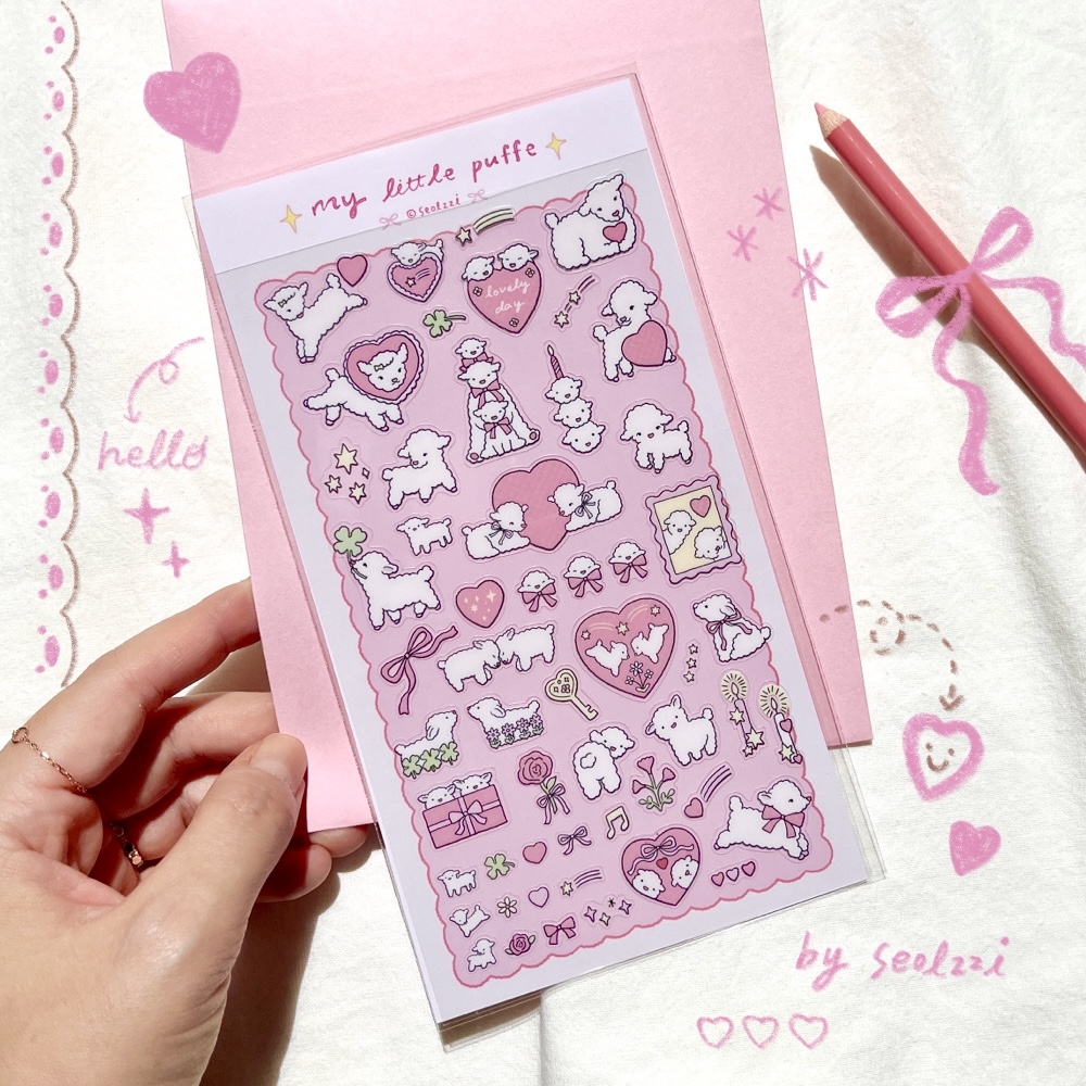「My little puffe sticker」26年のひつじ年をひと足先にお楽しみいただけます。手帳はもちろん、お気に入りの持ち物に小さなひつじを一匹咲かせてみませんか？