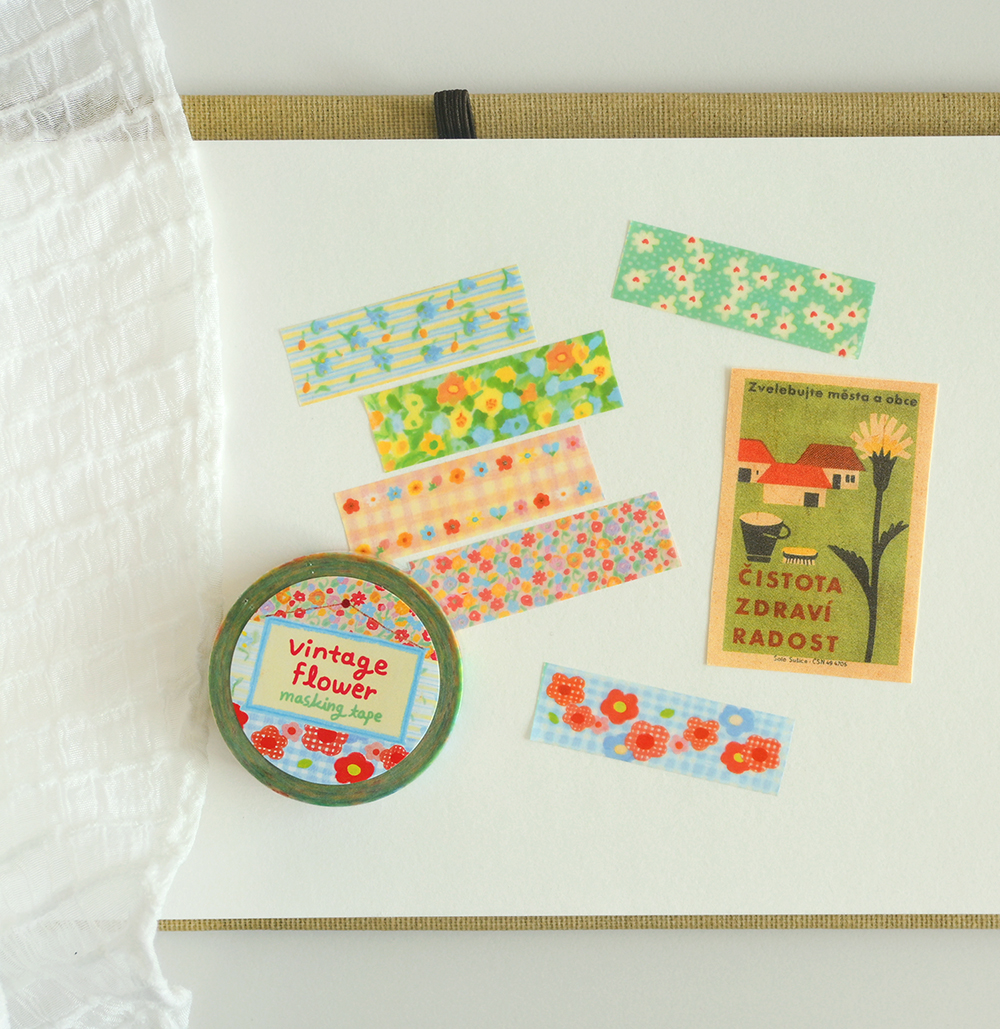 「Vintage flower masking tape」6種類のレトロな花柄マスキングテープ