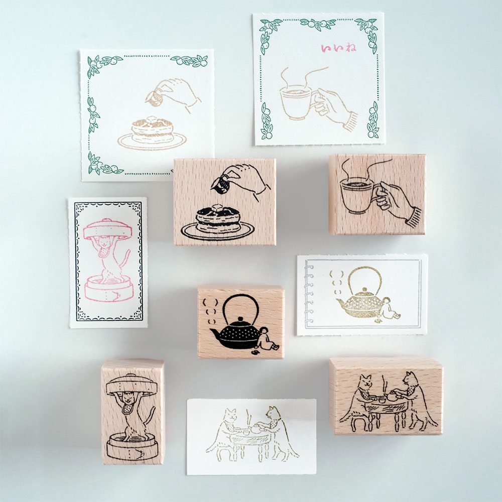 「お茶時間をテーマにしたスタンプたち」羅久井ハナのオリジナルスタンプの中から、お茶時間をテーマにしたデザインたちを集めました。