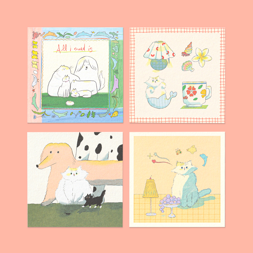 「Cat Postcard」かわいい動物の仲間たちが描かれたポストカードです。環境に配慮した上質な紙を使用しており、コットンのような温かみのある手触りと、優れた品質が魅力です。
