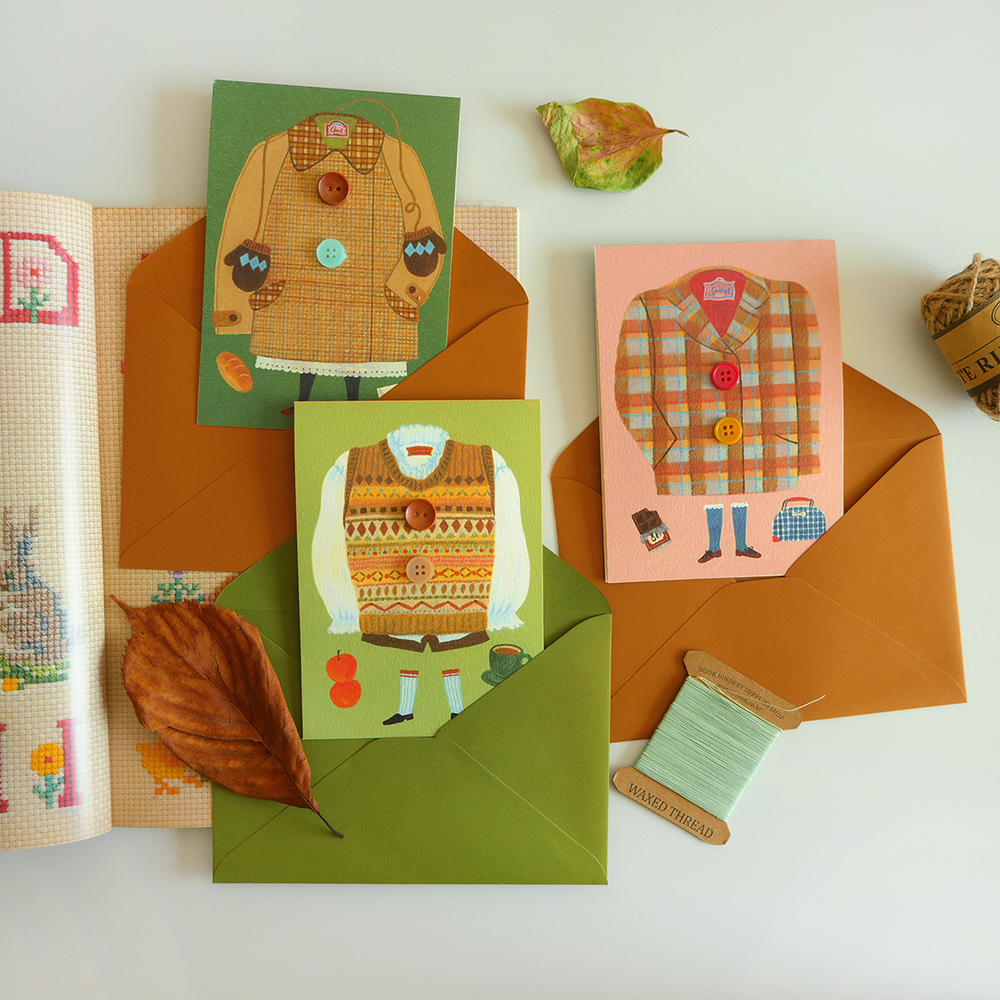 「Button card autumn collection」秋を感じるボタン付きカード